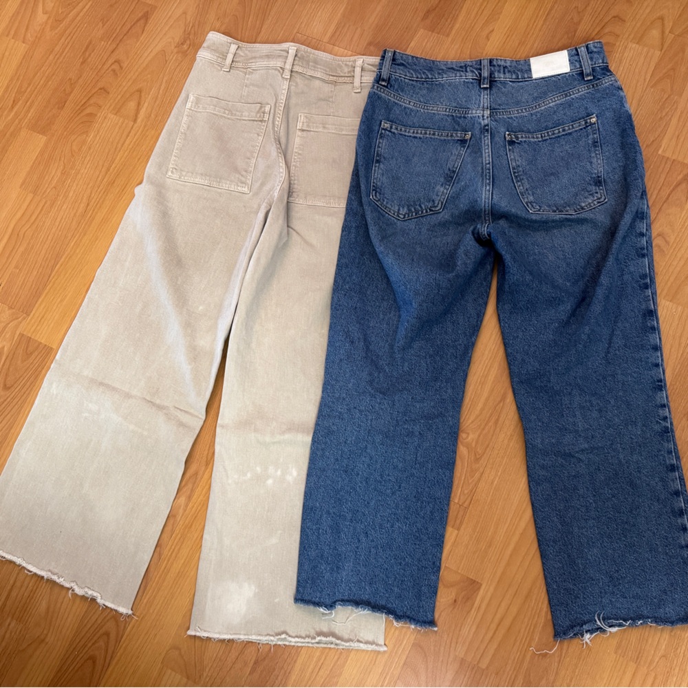 2 x Zara ZW Marine Straight Wide Leg Jean & Loose Fit Jean - Picture 4 of 10